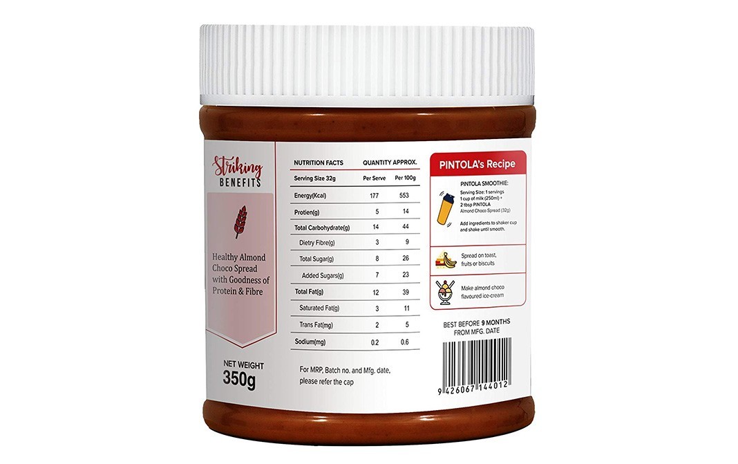 Pintola Almond Choco Spread Crunchy   Jar  350 grams